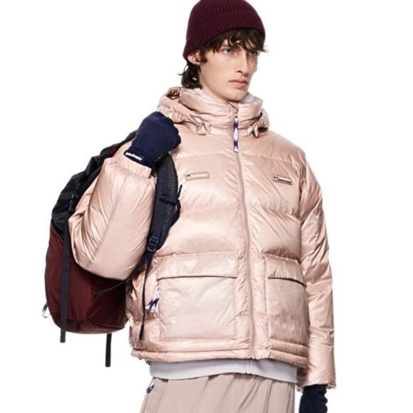 Madhhappy × Columbia Mauve Vapor Down Puffer Jacket 800 Fill M Convertible NWT - Picture 2 of 15